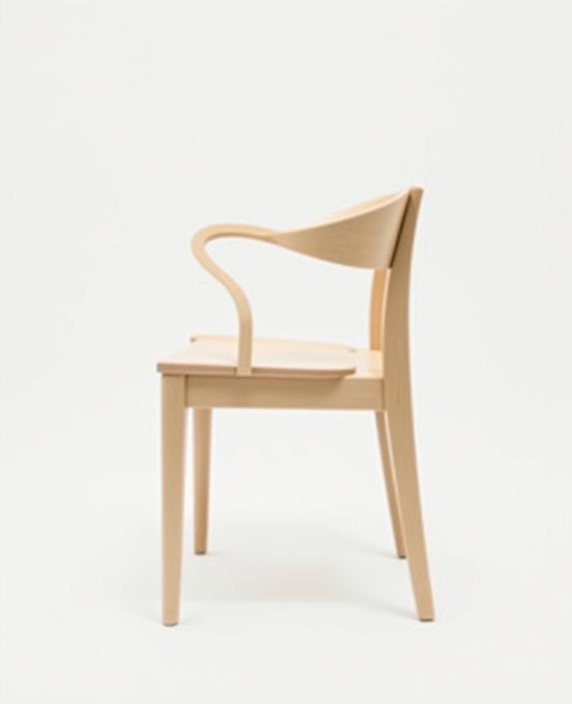 Silla de comedor de madera de haya con respaldo ergonómico.